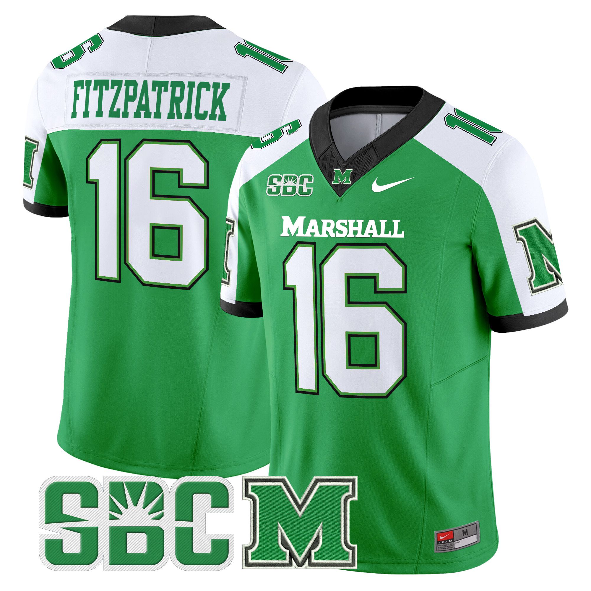 Men Marshall Thundering Herd #16 Fitzpatrick Green Nike 2024 Vapor Limited NCAA Jersey->more ncaa teams->NCAA Jersey